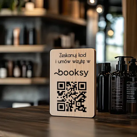 Drewniana Tabliczka z kodem QR do Booksy