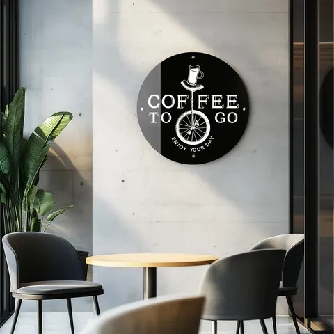 Okrągły Szyld z Twoim Logo czarny akryl - Szyld reklamowy z plexi - 40 cm