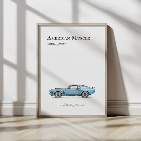 Plakat / na piance - Ford Mustang Boss (1970) plakat z samochodem
