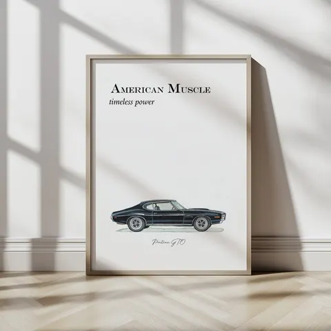 Plakat / na piance - Pontiac GTO plakat z samochodem