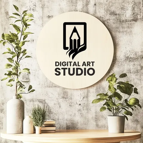 Drewniany okrągły szyld z Twoim logo - 60 cm