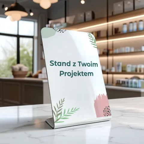 Tabliczka akrylowa z nadrukiem – stand z Twoją grafiką - 15 x 21 cm