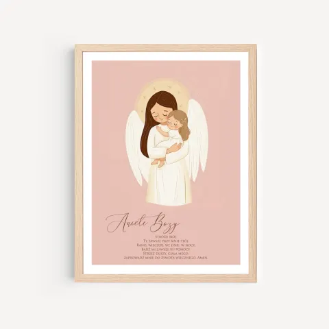 Plakat do pokoju dziecka z modlitwą "Aniele Boży" dla dziewczynki 02