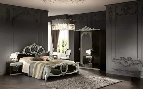Stylowa Sypialnia Barocco Black-Silver