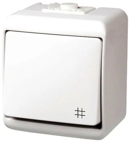 JUNIOR Łącznik krzyżowy natynkowy hermetyczny IP54 10A 250V, biały; WHE-6 KARLIK