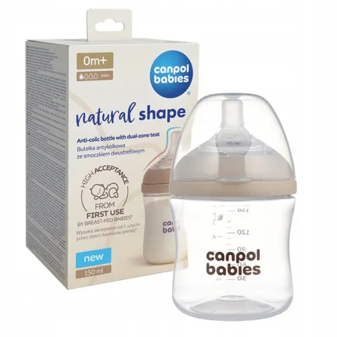Canpol babies Butelka Natural Shape ze smoczkiem dwustrefowym 150 ml