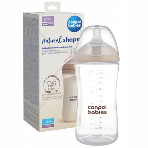 Canpol babies Butelka Natural Shape ze smoczkiem dwustrefowym 330ml