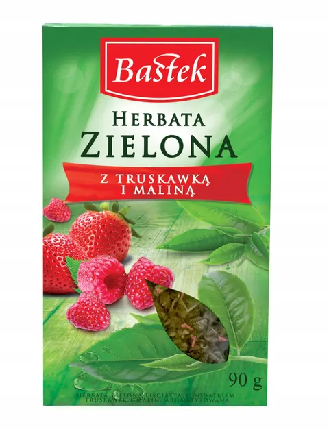 Bastek herbata liściasta zielona z truskawką 90g