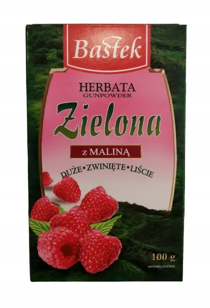 Bastek herbata liściasta zielona z maliną 100g