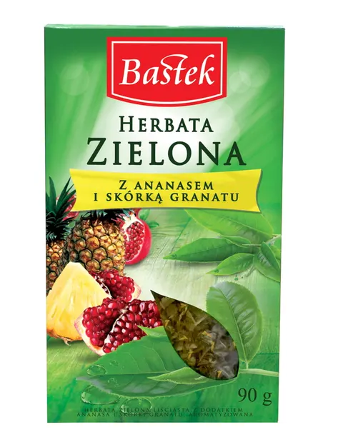 Bastek herbata liściasta zielona z granat i ananasem 90g