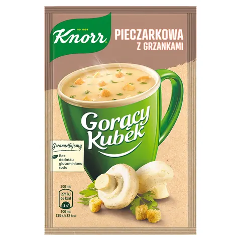 Knorr danie gotowe gorący kubek pieczarkowa z grzankami 15g