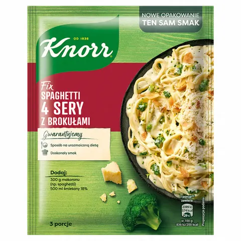 Knorr fix przyprawa do spagetti 4 sery z brokułami 43g