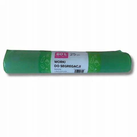 Zielone worki do segregacji szkła 60l 25szt