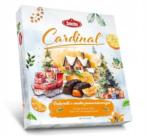 Śnieżka bombonierka cardinal o smaku pomarańczowym 220g