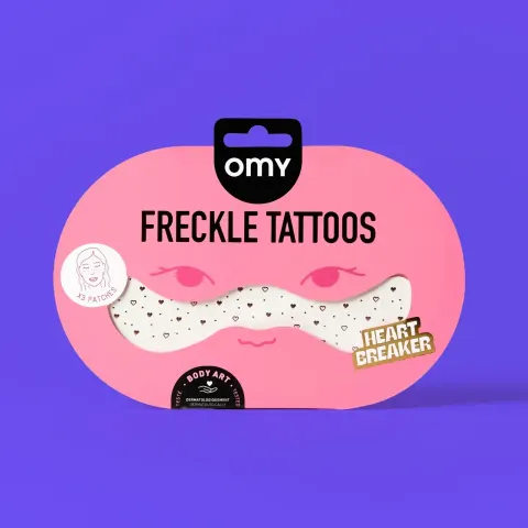 OMY Piegi brokatowe w różowe serca 3 szt. Naklejki na twarz