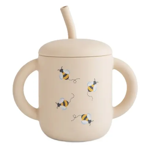 Mushie Silikonowy Kubek ze Słomką - Bees