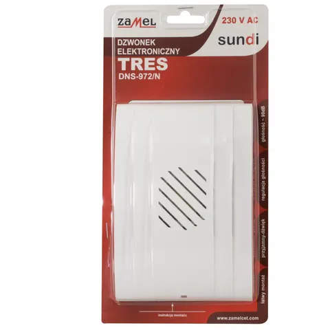 Dzwonek TRES 230V biały, DNS-972/N-BIA; SUN10000072 ZAMEL