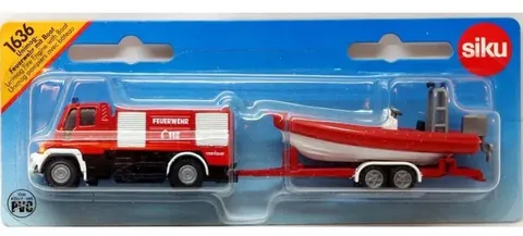 SIKU S1636 16" Straż pożarna Unimog z łodzią