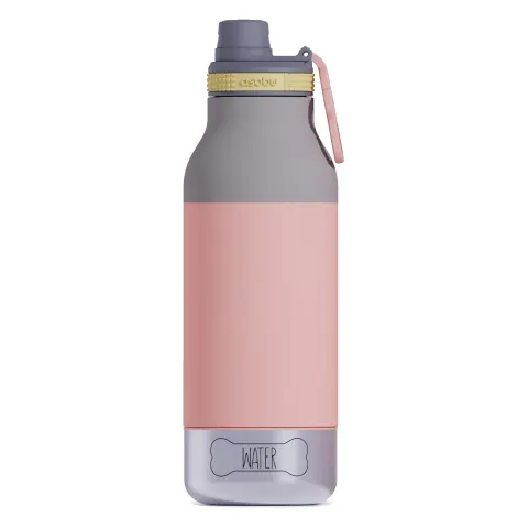 Butelka z miskami dla psa Buddy Asobu – pastel peach 1 l