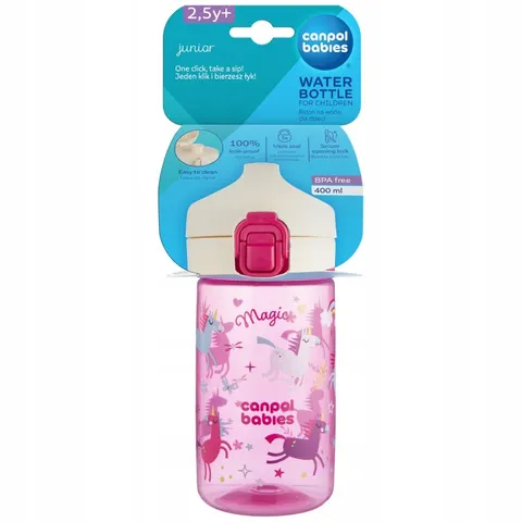 CANPOL BABIES Bidon Na Wodę Dla Dzieci Junior 400 ml Różowy 2+