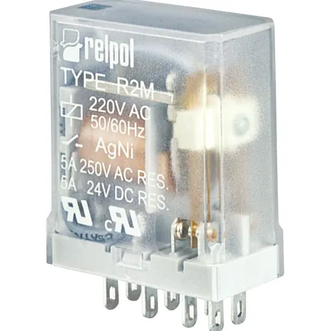 Przekaźnik przemysłowy Styki:2P,Cewka:12VDC, Prąd obc: 5A, AgNi, szerokość: 14mm, R2M-2012-23-1012; 617170, RELPOL