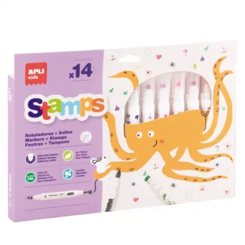 Apli Kids Markery ze stempelkami 14 kolorów