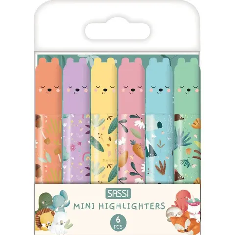 Mini zakreślacze pastelowe 6 szt. szkolne Sassi Mix kolorów