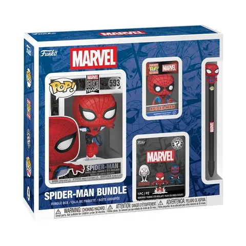 Zestaw kolekcjonerski Funko Pop! Marvel: Spider-Man Bundle (Figurka #593 + Pocket Pop! + Mystery Minis + Długopis)
