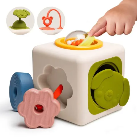 Silikonowa, sensoryczna Kostka Pełna Odkryć, Taf Toys