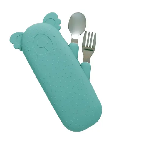 Sztućce Dla Dzieci Stal Nierdzewna Silikon + Etui The Cotton Cloud