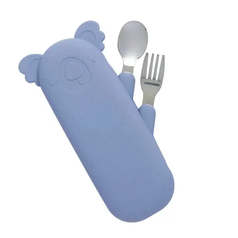 Sztućce Dla Dzieci Stal Nierdzewna Silikon + Etui The Cotton Cloud