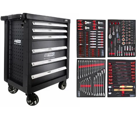 AwTools AW15100 - Szafka warsztatowa - 6 szuflad / z osprzętem - 177 elementów