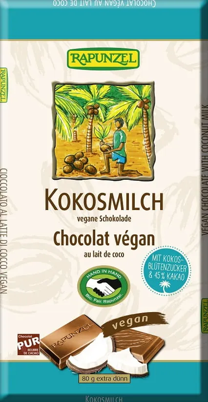 CZEKOLADA KOKOSOWA FAIR TRADE BIO 80 g - RAPUNZEL