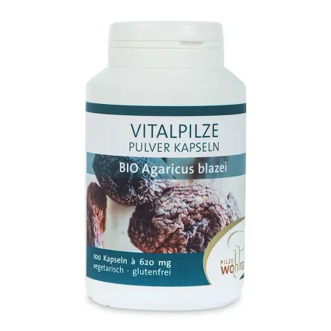 GRZYBY AGARICUS BLAZEI (PIECZARKA BRAZYLIJSKA) BIO 100 KAPSUŁEK (620 mg) - PILZE WOHLRAB