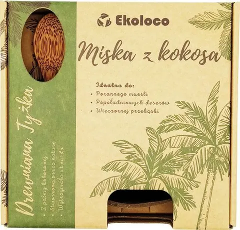 MISKA Z ŁUPINY KOKOSA + ŁYŻKA Z DREWNA KOKOSOWEGO - EKOLOCO