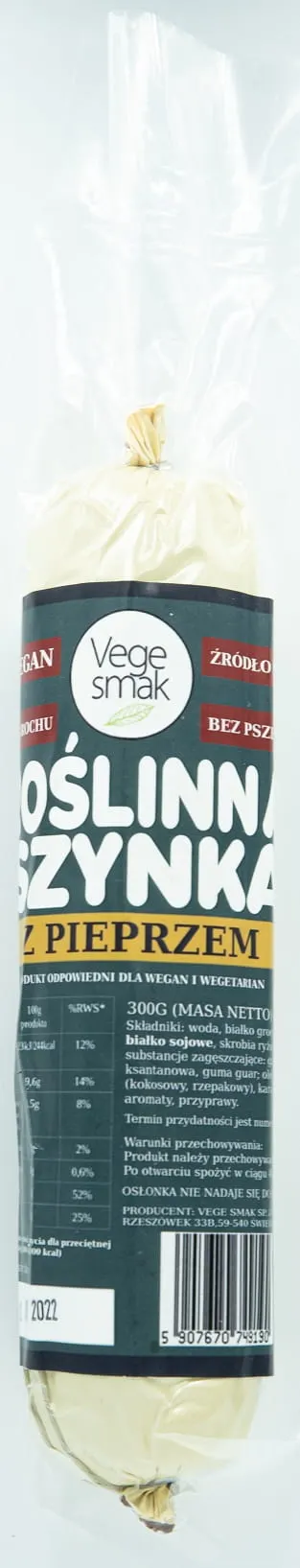 ROŚLINNA SZYNKA Z PIEPRZEM 300 g - VEGE SMAK