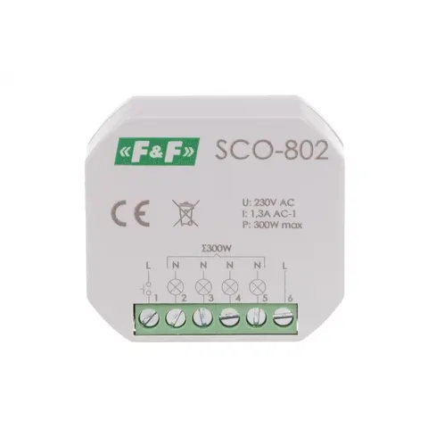 Ściemniacz oświetlenia "z pamięcią" montaż podtynkowy zasilanie 230V AC 300W; SCO-802, F&F