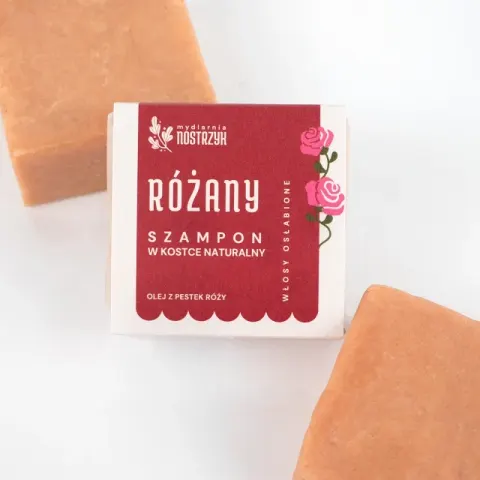 Wzmacniający szampon w kostce RÓŻANY 80g Mydlarnia Nostrzyk