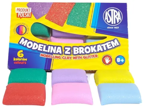 Modelina z brokatem 6 kolorów - Astra