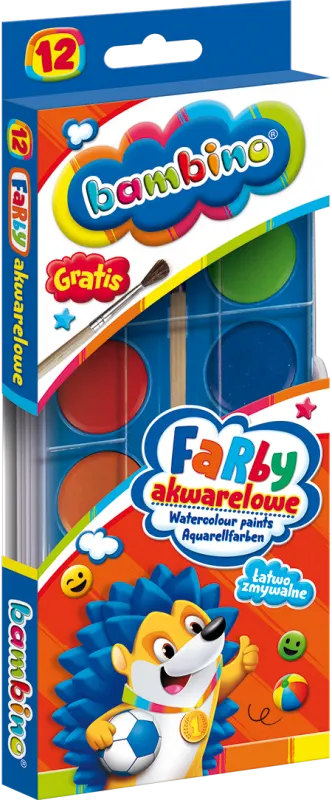 Farby akwarelowe Bambino, 12 kolorów