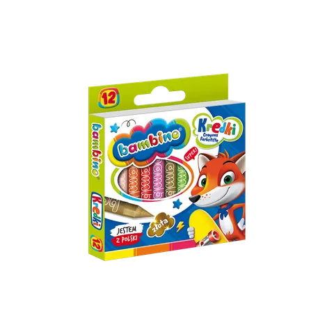 Kredki BAMBINO, 12 kolorów - świecowe/grafionowe