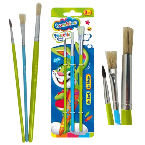 Pędzelki do farb i kleju BAMBINO MINI ZOO 3szt.