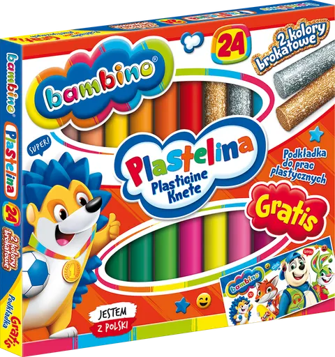 Plastelina BAMBINO, 24 kolory, podkładka GRATIS