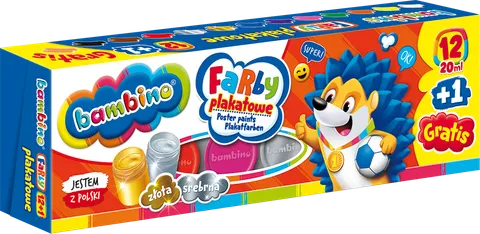 BAMBINO FARBY PLAKATOWE 12 KOL + 1 GRATIS 20 ML