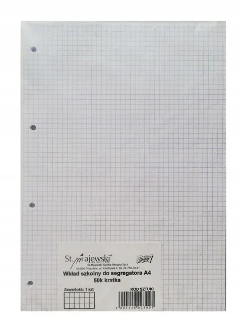 Wkład do segregatora, 50 kartek, format A4, kratka, UNIPAP