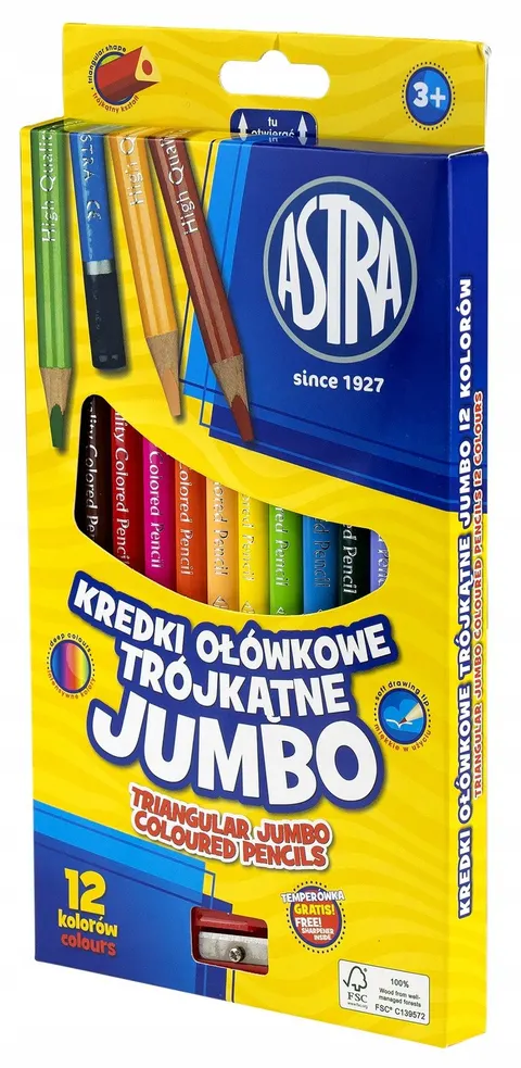 GRUBE KREDKI TRÓJKĄTNE JUMBO ASTRA 12 SZT