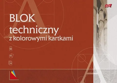 Blok techniczny z kolorowymi kartkami, format A3, 10 kartek, UNIPAP