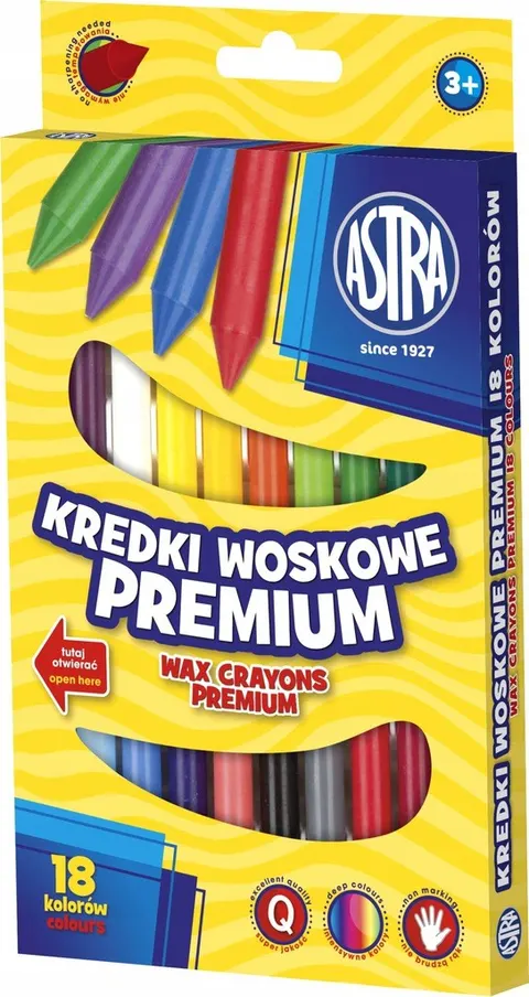 ASTRA KREDKI ŚWIECOWE SZKOLNE PREMIUM 18 KOLORÓW