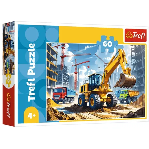 Puzzle 60 elementów Traktor koparko-ładowarka Trefl