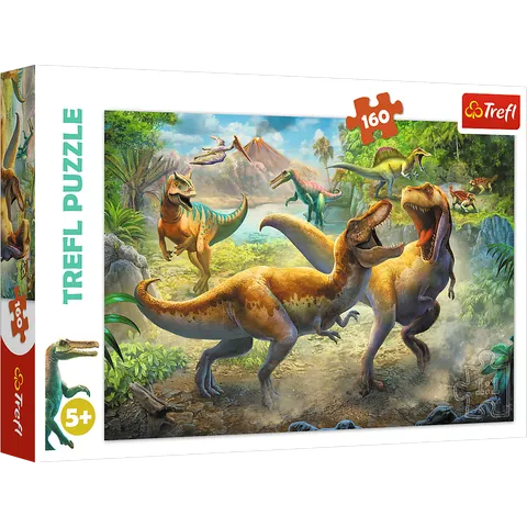 Puzzle 160 elementów Walczące Tyranozaury Trefl